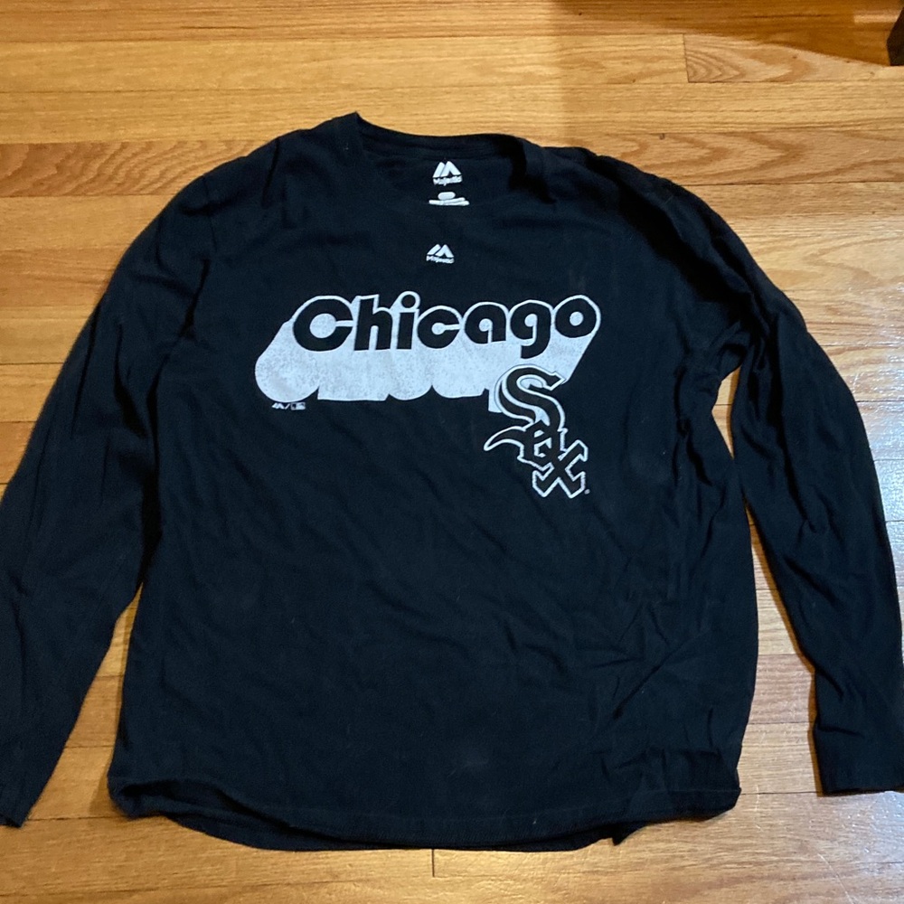 Majestic Black Chicago White Sox Long Sleeve Tee size L
